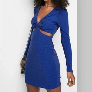 Wild Fable Blue Shimmer Cut Out Metallic Bodycon Mini Dress Multiple Sizes